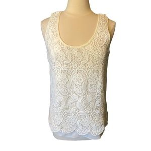 CAbi cream Lace bobbin lined Tank size Small